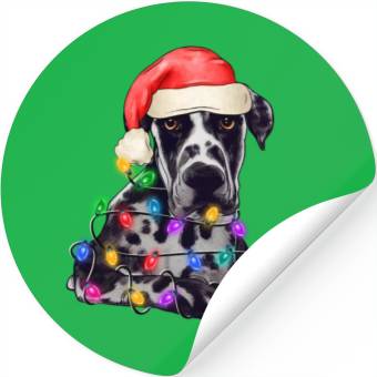 Discover Great Dane Dog Christmas Tree Lights Stickers