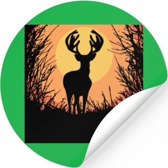 Discover Deer Sunset in the woods Stickers