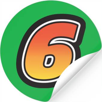 Discover Number Six 6 Gradient Yellow Orange 3 Stroke Stickers