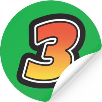 Discover Number Three 3 Gradient Yellow Orange 3 Stroke Stickers