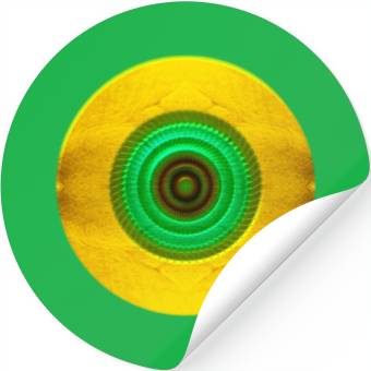 Discover Golden-Green Geometric Circular Pattern Stickers