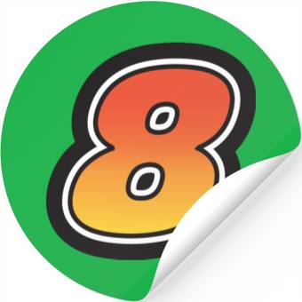 Discover Number Eight 8 Gradient Yellow Orange 3 Stroke Stickers
