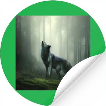 Discover Howling wolf at midnight Stickers