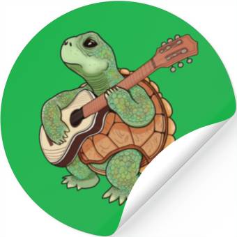 Discover A turtle and a guitar Stickers