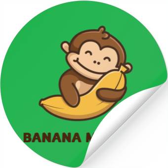 Discover Brown illustrated Monkey and Banana Stickers