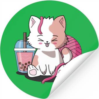 Discover Chibi Boba Tea Cat Stickers