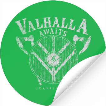 Discover Valhalla Awaits Viking Shield Stickers