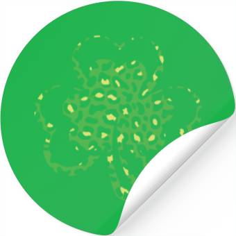 Discover Pattern Leopard Shamrock Saint Patrick Day Stickers