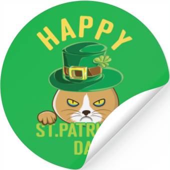Discover Angry Mad Cat Happy Saint Patrick Day Stickers
