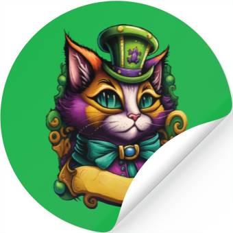Discover Cat Mardi Gras Stickers