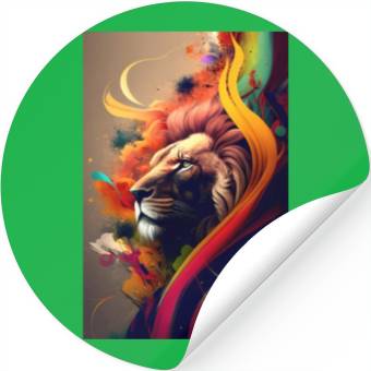 Discover Lion Head Abstract Stickers