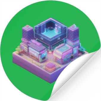 Discover Future Modern City Cube Stickers