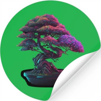 Discover Synthwave Bonsai Tree Stickers