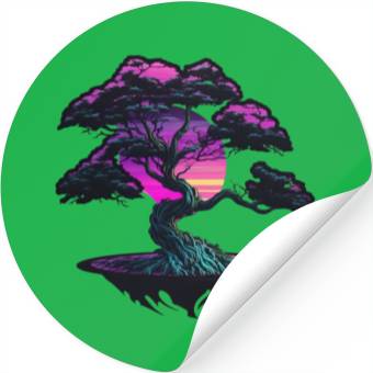 Discover Synthwave Bonsai Tree Stickers