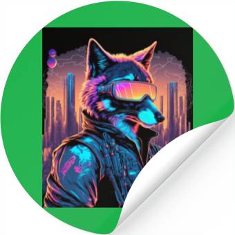 Discover Retro Futuristic Synthwave Fox Stickers