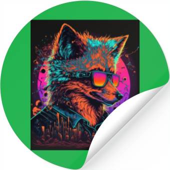 Discover Retro Futuristic Synthwave Fox Stickers