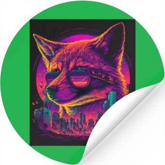 Discover Retro Futuristic Synthwave Fox Stickers