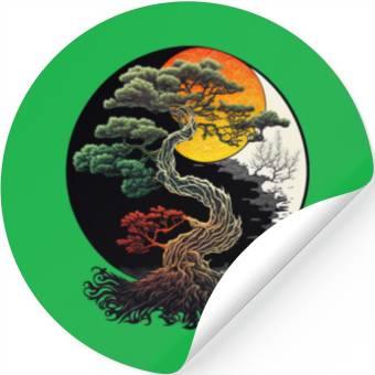 Discover Yin and Yang Bonsai Tree Stickers