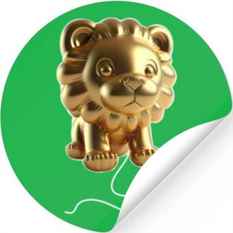 Discover Lion Gold Balloon Stickers