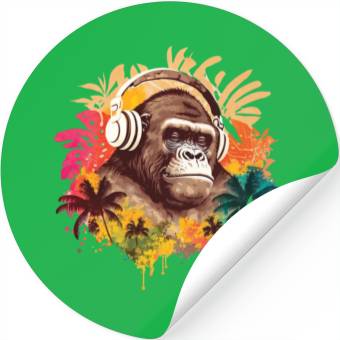 Discover Gorilla DJ Music Stickers