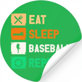 Discover Eat Sleep Baseball Repeat Funny Gaming Stickers