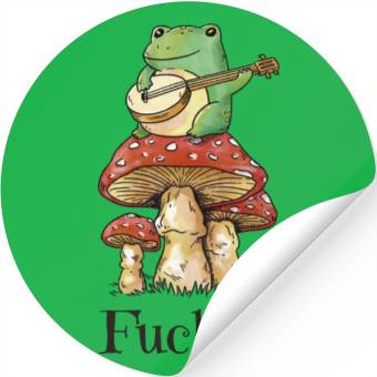 Discover Cottagecore Toad Playing Guitar Stickers