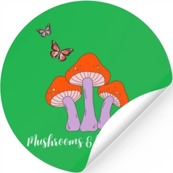 Discover Mushrooms Butterflies Design Stickers