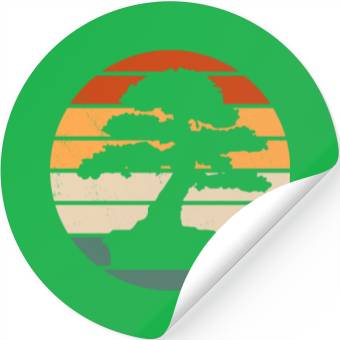 Discover Retro Bonsai Tree Design Stickers