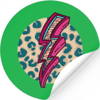 Discover Cheetah Print Lightning Bolt Stickers