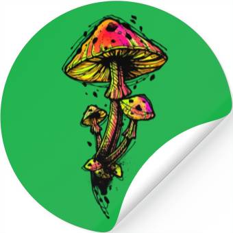 Discover Psychedelic Mushrooms Illustration Stickers