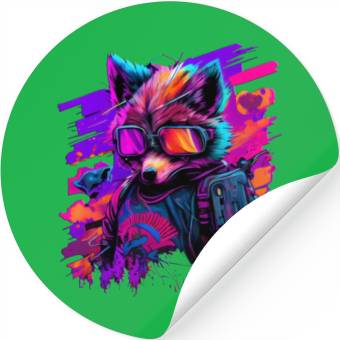 Discover cyberpunk synthwave cool fox Stickers