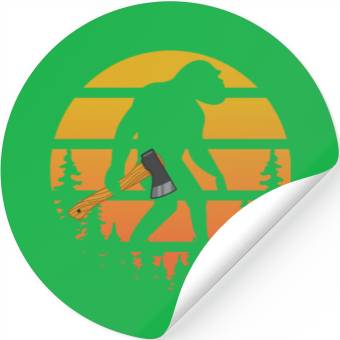 Discover Retro Sasquatch Axe Throwing For Axe Thrower Stickers
