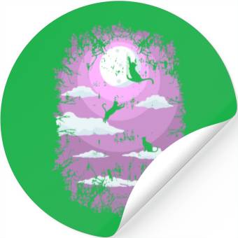 Discover Cats Jumping On The Moon Stickers