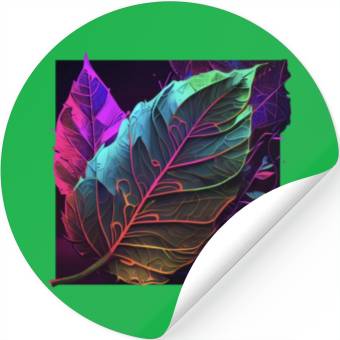 Discover Vibrant Leaf Synthwave Stickers