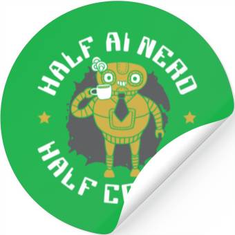 Discover Half AI Nerd Half Coffee Artificial Intelligence Stickers