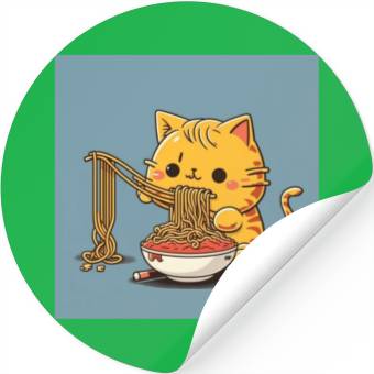 Discover Japanese cat eating spaghetti Stickers