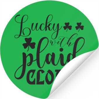 Discover Lucky with plaid clover Stickers