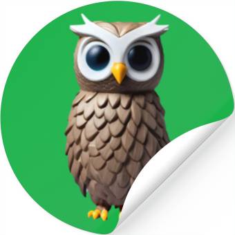 Discover Brown 3D owl illustration Stickers