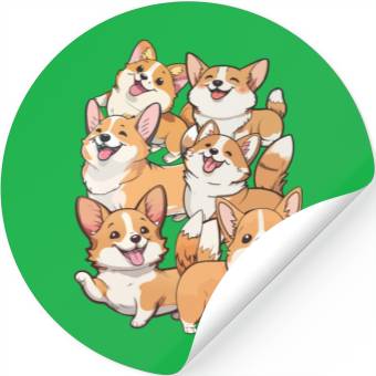 Discover happy Corgi dogs Stickers