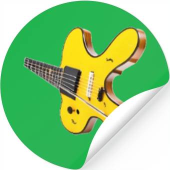 Discover yellow tilted guitar Stickers