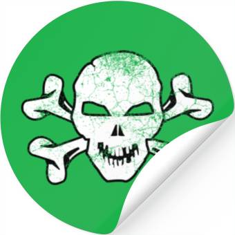 Discover Cracked Skull And Crossbones Stickers