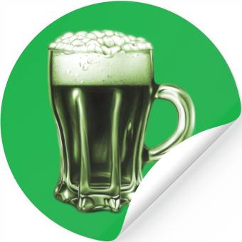 Discover beer mug green version 2 Stickers