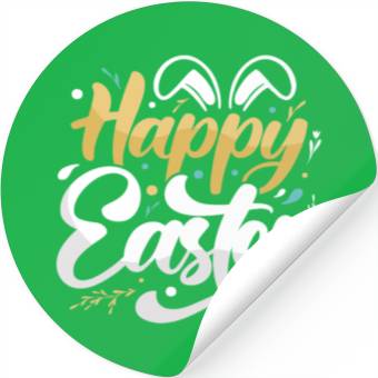 Discover Happy Easter Motif Easter Eggs Funny Easter Bunny Stickers
