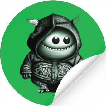 Discover Goofy Looking Monster Green Stickers