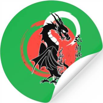 Discover Black dragon, red moon Stickers