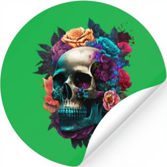Discover Floral Skull Stickers