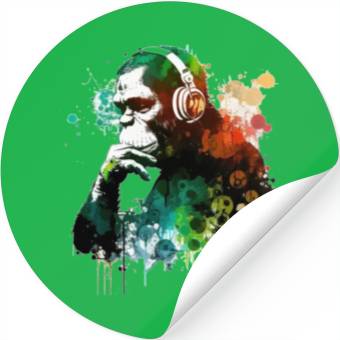 Discover Banksy DJ Monkey Thinker Stickers