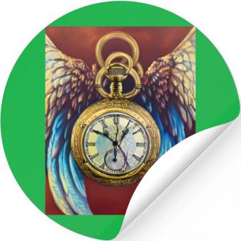 Discover Pocket Watch With Wings Stickers