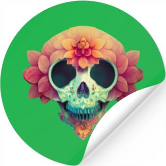Discover Floral Skull Candy Stickers
