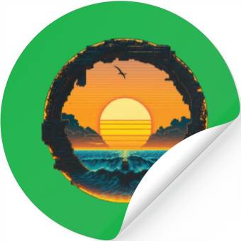 Discover Cyberpunk Sunset Pixel Stickers